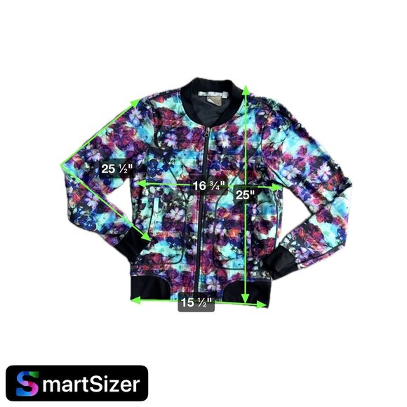 Athleta Jacket Womens‎ S Bombtastic Floral Watercolor Bomber Banded Lightweight - Picture 2 of 8